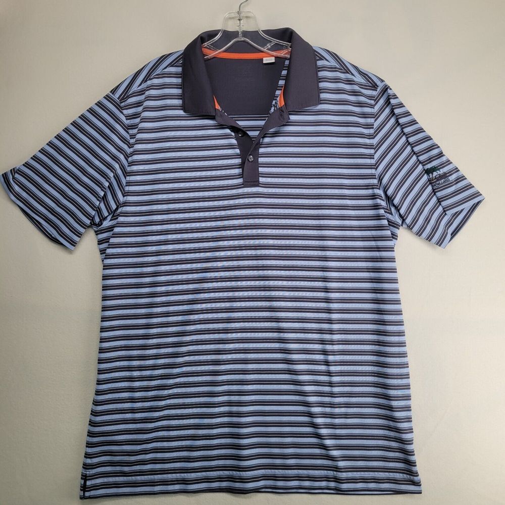Cutter and Buck Polo Mens XL Striped Blue/Black/Gray Casual Golf Shirt